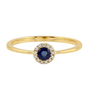 Anillo amigo zafiro azul viernes negro regalo de boda oro 18k diamante hecho ... - Imagen 1 de 6