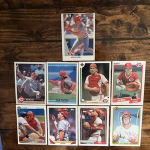 Joe Oliver Reds Lot 9 Cards 90s 1990 Leaf Fleer Bowman UD Donruss Topps Catcher - Picture 1 of 7