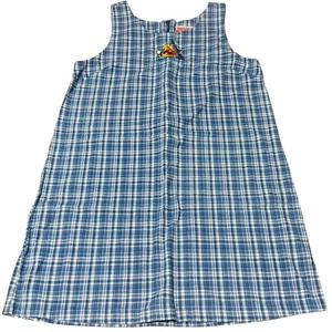 Vestido vintage Winnie The Pooh para mujer XXL azul bordado a cuadros años 90 Y2K - Imagen 1 de 8