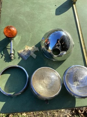 Lucas Motorcycle 1960s Head Light Assembly SS700 575  lens 700 Norton Atlas Lot - Image 1 of 4