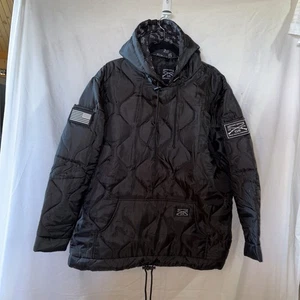 NEW Grunt Style Men's Tac Woobie Pullover Hoodie Black Size Large Arm Patches - Picture 1 of 8