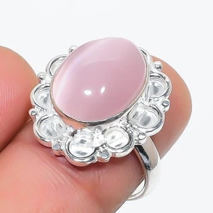 Rose Quartz Oval Shape Gemstone Ring Handmade Unique Design Jewelry 7.75" FR 996 - Picture 1 of 7