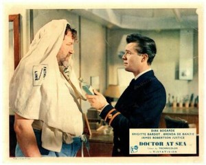 Doctor At Sea Original Lobby Card Dirk Bogarde James Robertson Justice 1955