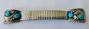 Vintage Native American RICHARD YAZZA Navajo Sterling Silver Turquois Watch Band - Picture 1 of 4