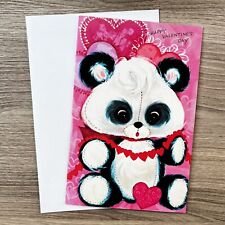 Happy Valentine's Day Litho'd in Canada Vtg Panda Bear Cute Greeting Card UNUSED