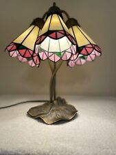 Tiffany Style 3-Tulip Lamp on Lilly Pad Base Glass Tulip Shades 16