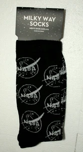 1 Pair Milky Way Space NASA New Tags Black Crew Socks Fits 6-12 2018 - Picture 1 of 2