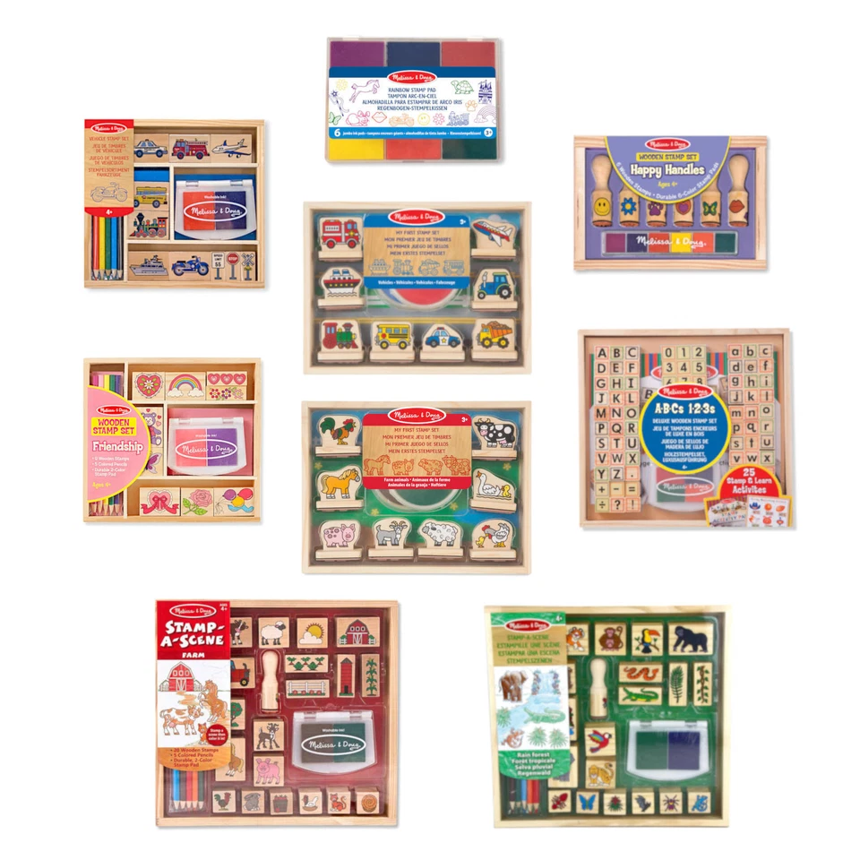 Melissa & Doug Stempel Set Kinder Holz Kinderstempel mit Stempelkissen AUSWAHL