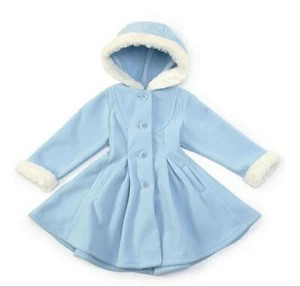 NWT 12 Month Starting Out Blue Fit & Flare Faux Fur Trim Baby Girls Coat - Picture 1 of 1