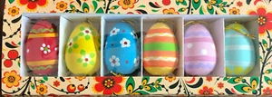 EASTER EGG ORNAMENTS HAND PAINTED SET OF 6 MADE IN RUSSIA SEASONAL DECOR - Picture 1 of 3
