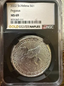 2022 £1 St.Helena "Jennie Norris" Silver Pegasus NGC MS69 - Picture 1 of 3