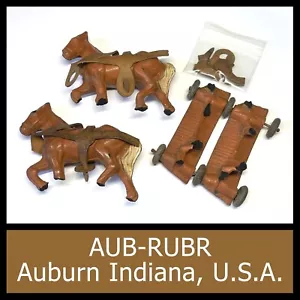 1930's AUB-RUBR Team of Horses w/ original harness - antique restoration project - Picture 1 of 4