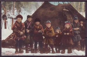 Tienda exterior g2544/Suecia Laponia postal c1914 # Gellivare regazo niños - Imagen 1 de 2
