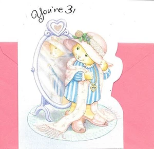 Kitten Plays Dress Up Turns Three Happy 3rd Birthday Hallmark Greeting Card - Picture 1 of 3