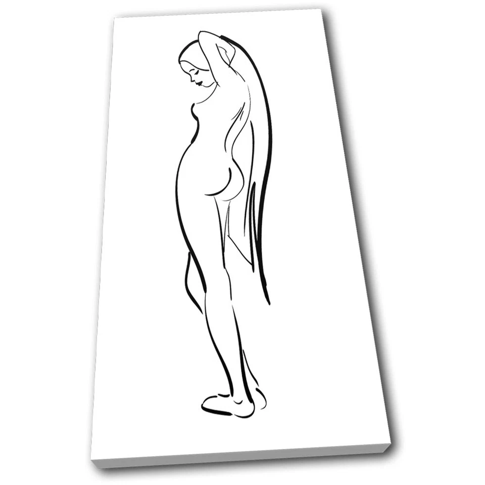 Sexy Girl   Line Art Erotic SINGLE CANVAS WALL ART Picture Print VA - Image 1 of 1