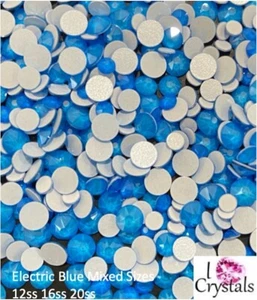 ELECTRIC NEON BLUE MIX 2088 12ss 16ss 20ss IHC Austrian Flatback Rhinestones - Picture 1 of 6
