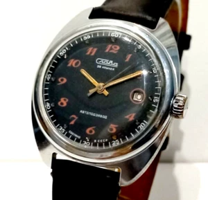 Vintage Men's Watch Slava Automatic Wristwatch 26 Jewels Soviet Watch Serviced - Picture 1 of 12