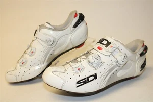 SiDI 3-Bolt White Grey Leather Dial Laces Road Cycling Mens Size 9 9.5 43 Shoes - Picture 1 of 24