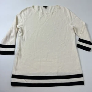 Talbots 3/4-Ärmel elfenbein gestreifter Pullover Größe Medium Damen - Bild 1 von 8