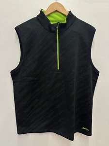 Slazenger Golf 1/4 Zip Pullover Lined Vest Outdoor Sleeveless Black Green Large - Picture 1 of 10