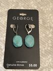 Earrings New George Hypo Allergenic. Genuine Stones.  Blue With Silver Tone Wire