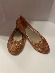 GLAZE Alaska Women's Rose Gold Jelly Slip On Flats Close Round Toe Shoes size 8 - Picture 1 of 8