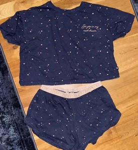 New Look Ladies Shortie Pyjamas Size S With Glittery Gold Star Design - Picture 1 of 6