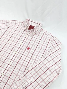Antigua OU Oklahoma Sooners White Red Check Long Sleeve Button Down Medium - Picture 1 of 8