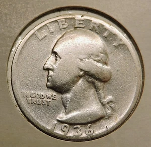1936 S Silver Washington Quarter - Picture 1 of 2