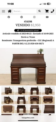 Escritorio antiguo victoriano de roble con tapa enrollable para oficina o biblioteca, Gunn #52521 Foto 1 de 4