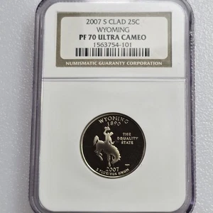 2007-S Clad NGC PF70 ULTRA CAMEO Wyoming State Quarter - Picture 1 of 12
