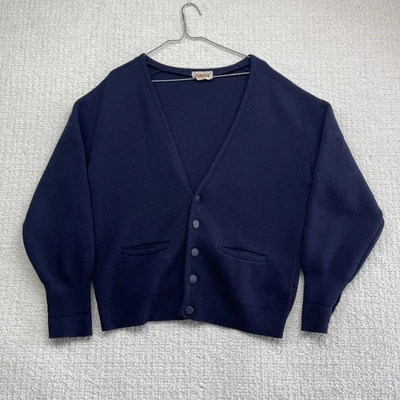 Vintage Tundra Sweater Mens M Navy Blue Wool Heavy Knit Cardigan 90s Canada Made Foto 1 de 4