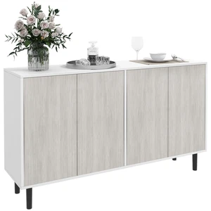 Credenza bianca portaoggetti 121x37x75 cm con ripiani regolabili - Foto 1 di 9