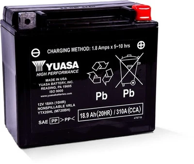 Yuasa Maintenance Free YTX20HL 12V Battery For Honda V65 Sabre VF1100S 1984-85 - Image 1 of 3