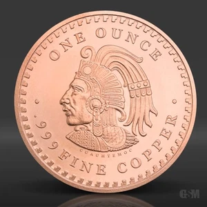 1 oz Aztec Calendar Copper Round .999 Fine Copper Bullion 1 AVDP Ounce - Picture 1 of 3