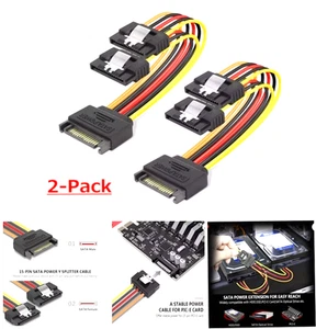 2 Stück SATA Power 15 Pin Splitter Kabel Adapter Stecker auf Buchse SSD HDD Festplatte - Bild 1 von 7