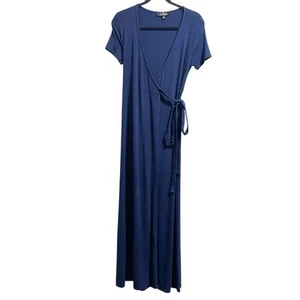 Maxi abito Lulu's Evolve blu navy avvolgente manica corta donna taglia media - Foto 1 di 9