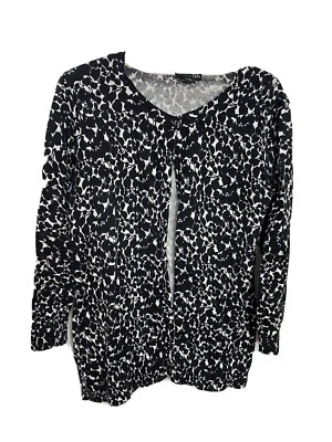 Cárdigan suéter East 5th S blanco y negro manga 3/4 algodón nailon fino elástico  Foto 1 de 4