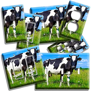 HOLSTEIN VACA VERDE PASTO INTERRUPTOR DE PARED PLACA DE CAMPO DECORACIÓN DE ARTE PARA EL HOGAR - Imagen 1 de 34