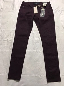 Tyte Skinny Jeans Juniors Size 3 Low Rise Purple Leopard Print Slim Stretch NWT - Picture 1 of 11
