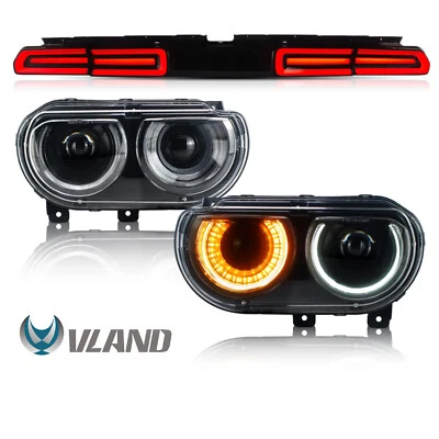 VLAND LED Sequential Headlights +Rear Tail Lights For 2008-2014 Dodge Challenger - Image 1 of 4