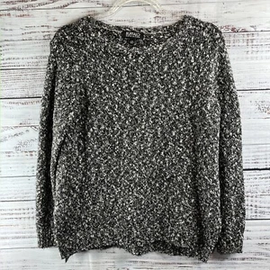 BUFFALO David Bitton Sweater Womens L Black White Popcorn Long Sleeve Crew Neck - Picture 1 of 14