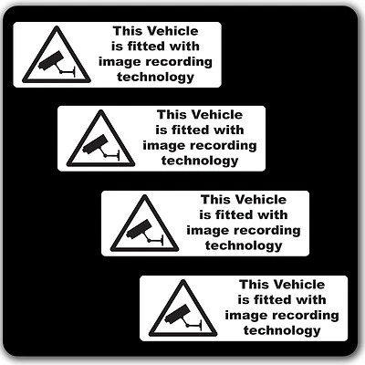 ESK VINYL Pack of 4 CCTV image recording fitted Warning Stickers Sign Car Taxi Home Window