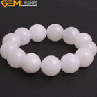 White Jade Beaded Stretchy Bracelet For Women Jewelry 7.5" Handmade Charm Gift