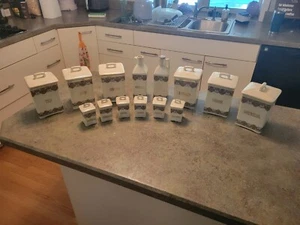 Vintage Lusterware Czech Ceramic Kitchen Canister Set ~ Read ~ - Picture 1 of 24