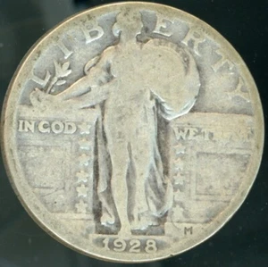 1928 Silver 25c Standing Liberty Quarter Dollar Circulated G - Picture 1 of 2