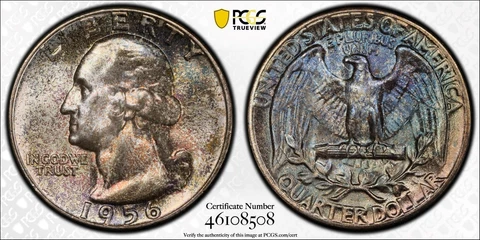 1956 Washington Silver Quarter PCGS MS66+ Plus Toned *DoubleJCoins* 1800-54 Cover