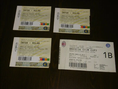 4 BIGLIETTI STADIO CAMPIONATO  COPPA ITALIA INTER-MILAN E MILAN-BRESCIA 2005 - Immagine 1 di 2