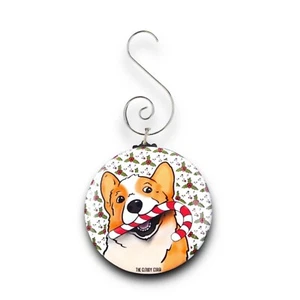 Corgi Dog Candy Cane Mini Ornament Handmade Holiday Stocking Stuffer Gift Decor - Picture 1 of 12