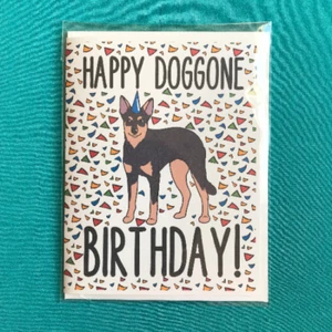 Biglietto Auguri Cane Kelpie Australiano Fatto a Mano Biglietto Celebrazione - Foto 1 di 11